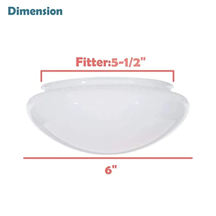 Aspen Creative 23606-02, 6" White Opal Mushroom Glass Shade for Ceiling Fixture, 6" Dia x 4" H/Fitter 5-1/2", 2 Pack by Aspen Creative - Image 3