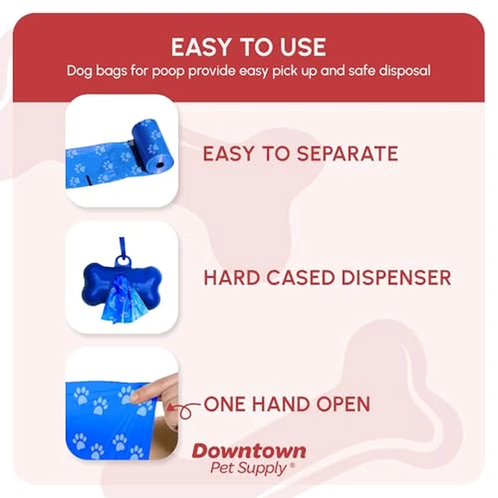 Downtown Pet Supply Rainbow Paw Print Poop Bags (2200 CT & 2 Dispensers) - Leak-Proof, Unscented, Clips to Leashes & Harnesses by Downtown Pet Supply - Image 3