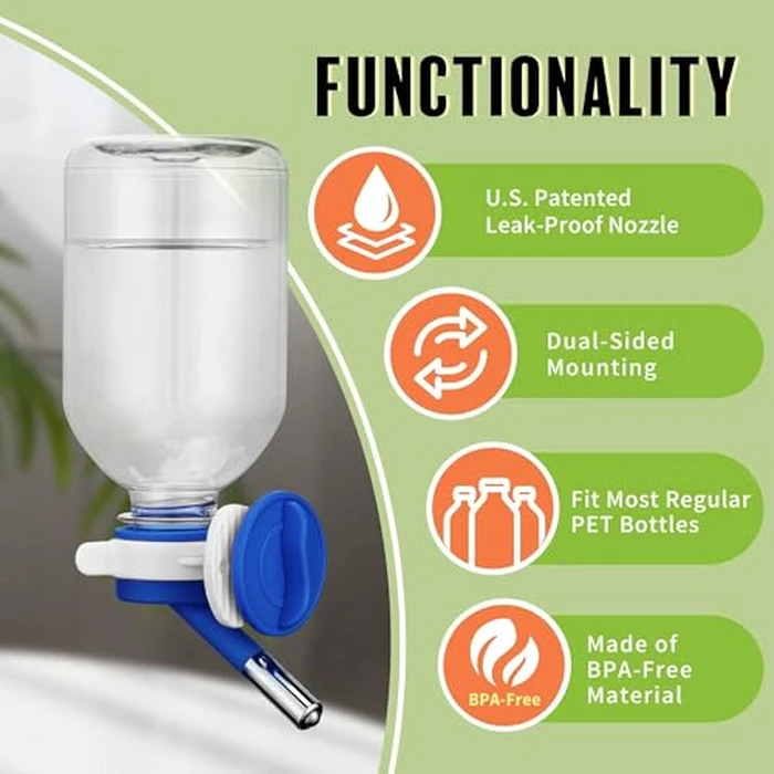 Choco Nose No-Drip Small Animal Water Bottle - Leak-Proof Patented Nozzle Helps Prevent Cage Mess & Wet Bedding - Hamster, Hedgehog, Mouse, Glider, Gerbil - BPA Free, Cage Mount, 10.2 fl oz (C125) by Choco Nose - Image 2