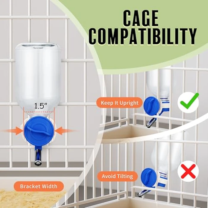 Choco Nose No-Drip Small Animal Water Bottle - Leak-Proof Patented Nozzle Helps Prevent Cage Mess & Wet Bedding - Hamster, Hedgehog, Mouse, Glider, Gerbil - BPA Free, Cage Mount, 10.2 fl oz (C125) by Choco Nose - Image 6