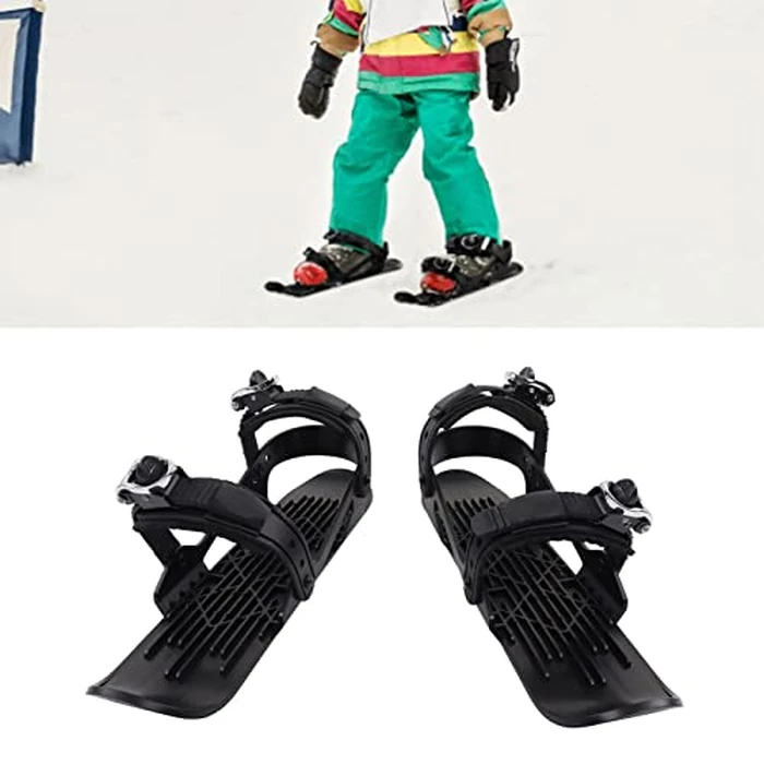 Mini Short Ski Skates for Snow Adjustable Snowskates Skiboards Downhill Slopes Winter Outdoor Skiing Winter Sports Equipment Winter Ski Boots for Children(Black) by KENANLAN - Used - Good condition - CA$44.52