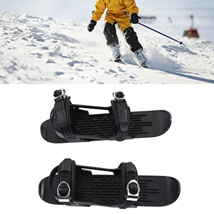 Mini Short Ski Skates for Snow Adjustable Snowskates Skiboards Downhill Slopes Winter Outdoor Skiing Winter Sports Equipment Winter Ski Boots for Children(Black) by KENANLAN - Image 4