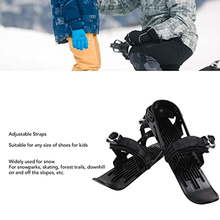 Mini Short Ski Skates for Snow Adjustable Snowskates Skiboards Downhill Slopes Winter Outdoor Skiing Winter Sports Equipment Winter Ski Boots for Children(Black) by KENANLAN - Image 7