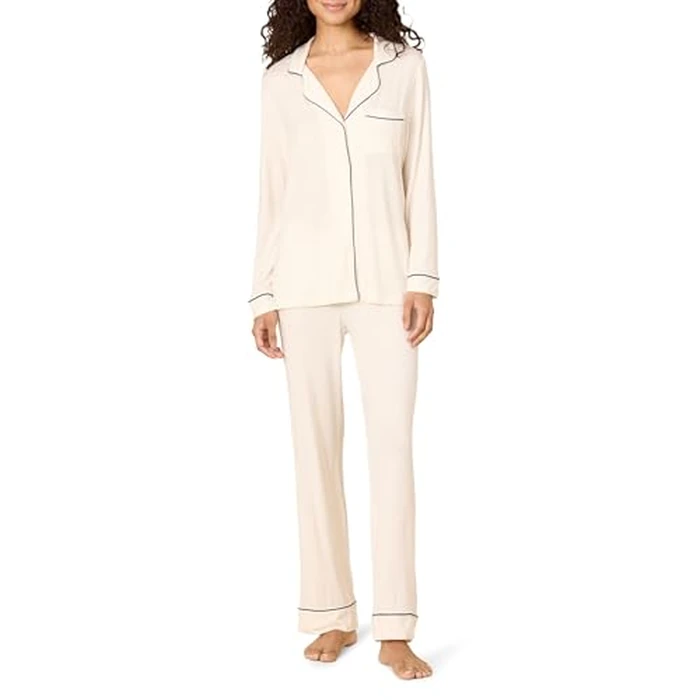 Amazon Essentials x Sofia Grainge Women's Stretch Modal Long-Sleeve and Full-Length Bottom Pajama Set, Ivory, X-Small by Amazon Essentials - Used - Very Good condition