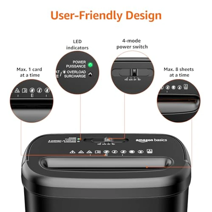 Amazon Basics 8-Sheet Cross-Cut Paper Shredder and Credit Card Shredder - Black by Amazon Basics - Image 2