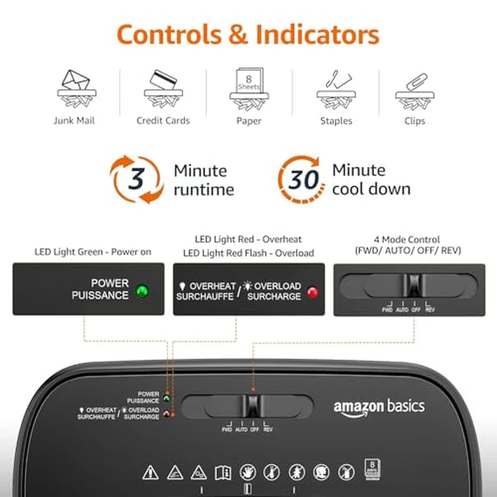 Amazon Basics 8-Sheet Cross-Cut Paper Shredder and Credit Card Shredder - Black by Amazon Basics - Image 4