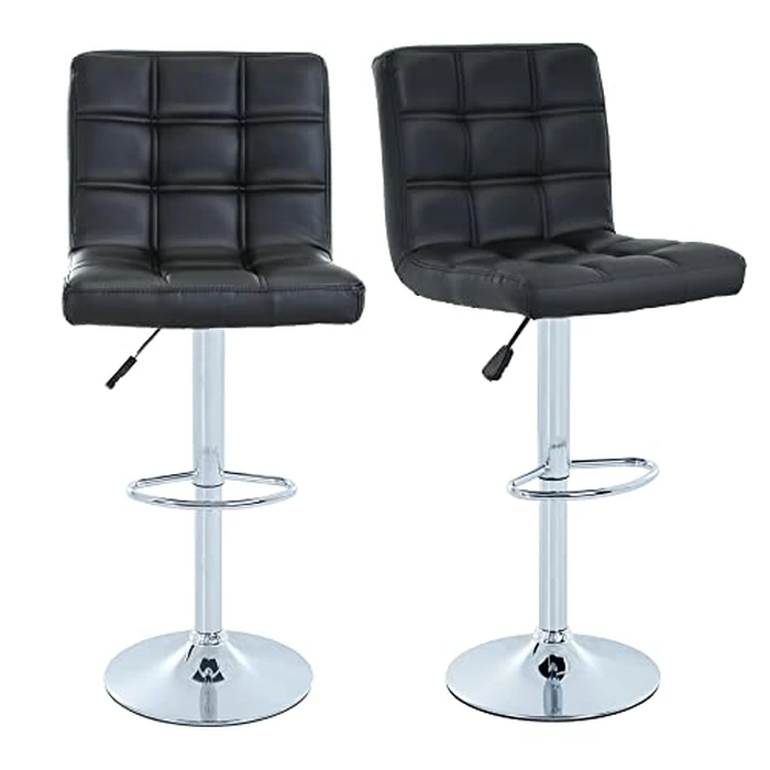 BestOffice Modern Set of 2 Barstools Adjustable Counter Height Swivel PU Leather Bar Hydraulic Dining Room Chairs Home Kitchen Stools (Black) by BestOffice - Used - Good condition - CA$97.87