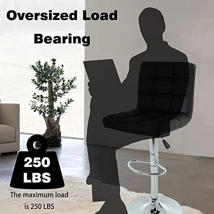 BestOffice Modern Set of 2 Barstools Adjustable Counter Height Swivel PU Leather Bar Hydraulic Dining Room Chairs Home Kitchen Stools (Black) by BestOffice - Image 5