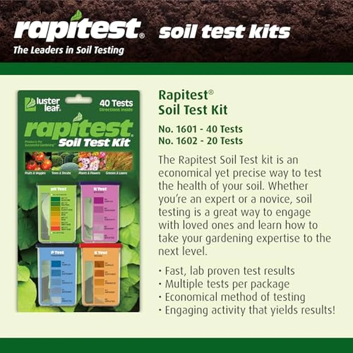 Rapitest Soil Test Kit for Gardens, Vegetables, Flowers and Lawns. USA designed and assembled soil tester completely, quickly and accurately measures/analyzes soil pH acidity and garden nutrients. by Luster Leaf - Image 9