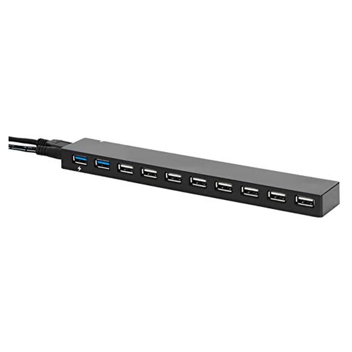 Amazon Basics USB 3.0 10-Port Hub with AC Adapter, 5Gbps Faster Data Transfer for Multiple Devices, Black by Amazon Basics - Image 1