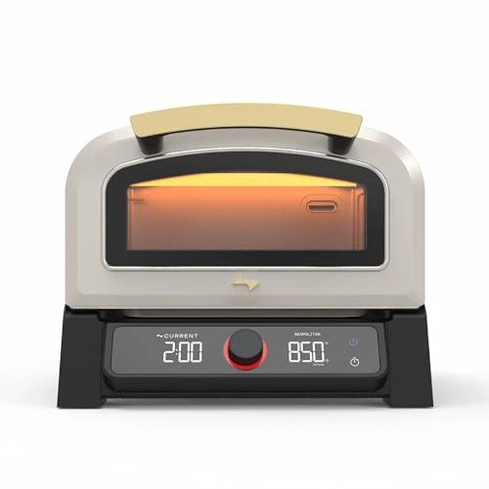 Current(R) Model P Electric Pizza Oven Indoor & Outdoor, 850 degreesF Countertop Oven, No Turning Required, Perfect Pizza Every Time, Smart App Control, 12-Inch Pizza Stone Included, Sand by CURRENT - Used - Like New condition - US$417.16