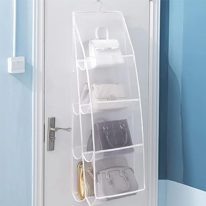 AARAINBOW Hanging Handbag Organizer for Closet, 8-Pocket Purse Storage Holder, Space-Saving Wardrobe Organizer for Women, 44.5" L x 13.5" W (A-White) by AARAINBOW - Image 4