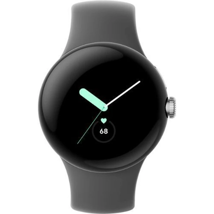 Google Pixel Watch 1 (Bluetooth) - 32GB - 41mm - Polished Silver Stainless Steel Case with Charcoal Fluoroelastomer Active Band by Google - Refurbished - Excellent condition - US$48.98