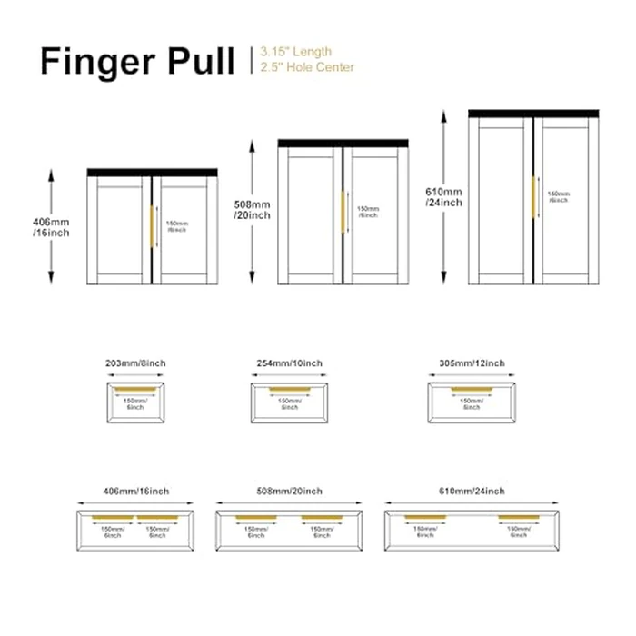 Satanga Edge Finger Tab Pulls for cabinets Kitchen Concealed Drawer Pull Aluminum Hidden Door Handles for Home Pack of 10 Modern Brushed Brass 6" Overall Length Easy Installation by Satanga - Image 5