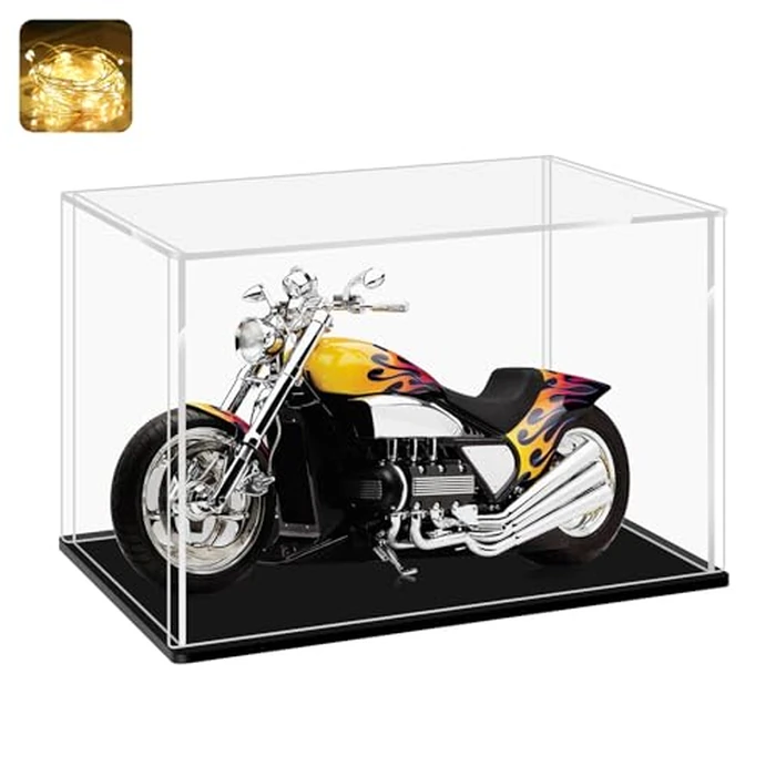 LANSCOERY Clear Acrylic Display Case, Assemble Small Display Box Stand with Black Base, Dustproof Protection Showcase for Collectibles Memorabilia Figurines (7x4.7x4.7inch; 18x12x12cm) by LANSCOERY - Used - Acceptable condition