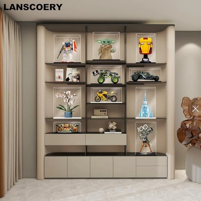 LANSCOERY Clear Acrylic Display Case, Assemble Small Display Box Stand with Black Base, Dustproof Protection Showcase for Collectibles Memorabilia Figurines (7x4.7x4.7inch; 18x12x12cm) by LANSCOERY - Image 3