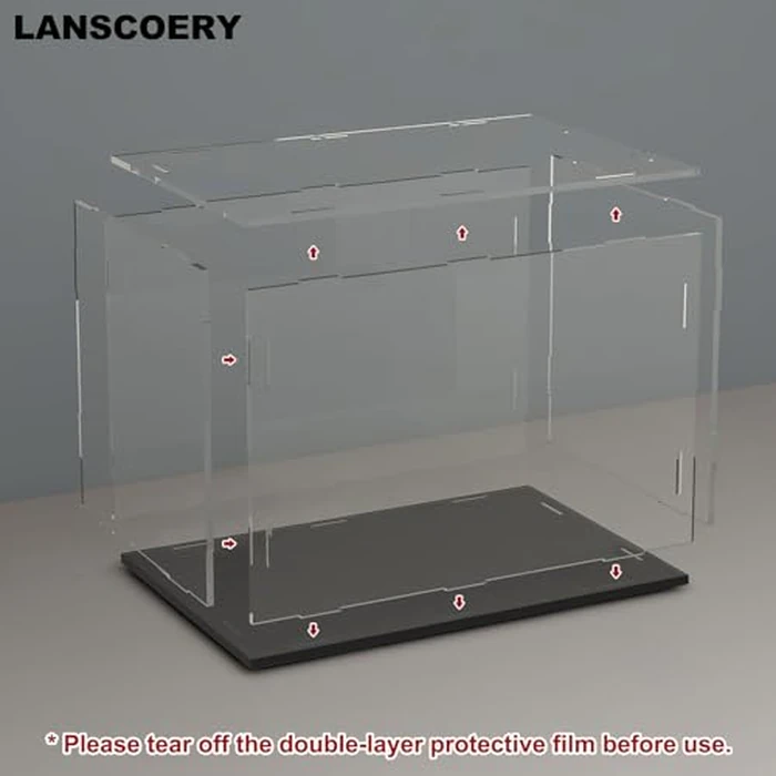 LANSCOERY Clear Acrylic Display Case, Assemble Small Display Box Stand with Black Base, Dustproof Protection Showcase for Collectibles Memorabilia Figurines (7x4.7x4.7inch; 18x12x12cm) by LANSCOERY - Image 4