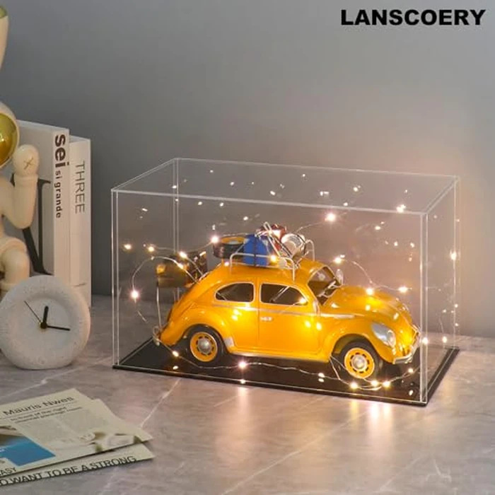 LANSCOERY Clear Acrylic Display Case, Assemble Small Display Box Stand with Black Base, Dustproof Protection Showcase for Collectibles Memorabilia Figurines (7x4.7x4.7inch; 18x12x12cm) by LANSCOERY - Image 7