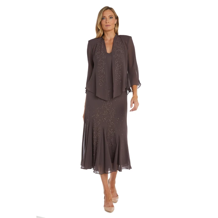 R&M Richards Women's Beaded Pebble Georgette Evening Suit- Mother of The Bride, Cocktail Attire, Wedding Guest by R&M Richards - Used - Like New condition - US$91.21