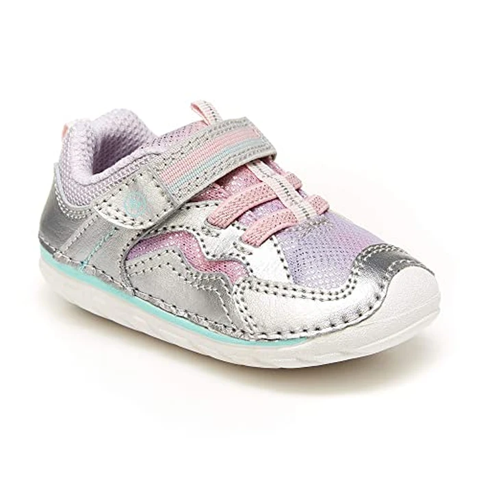 Stride Rite baby girls Soft Motion Kylo Sneaker, Silver/Multi, 6 Wide Infant US by Stride Rite - Used - Like New condition - US$28.13