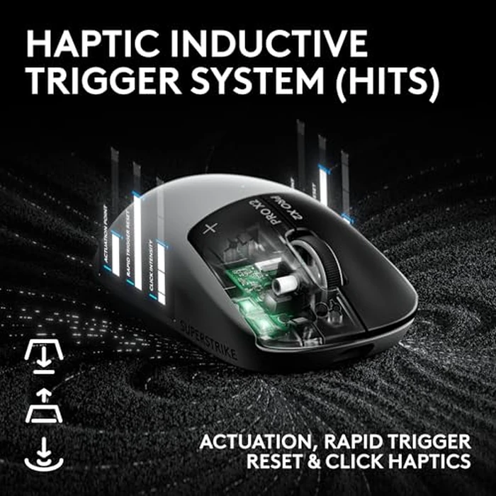 Logitech PRO X2 SUPERSTRIKE Lightspeed Wireless Gaming Mouse, Ultra-Fast Performance, Ultra Lightweight (61 g), Customizable Click Haptics, USB-C Charging, for PC/Mac/Laptop by Logitech G - Image 3