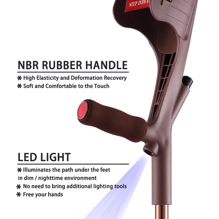 YOKABOZE Forearm Crutches for Adults Foldable Knee Patients Mobility aids for Childre and Seniors for with Leg Injury Adjustable Travel Lightweight Walking Stick (Brown Pro) by YOKABOZE - Image 5