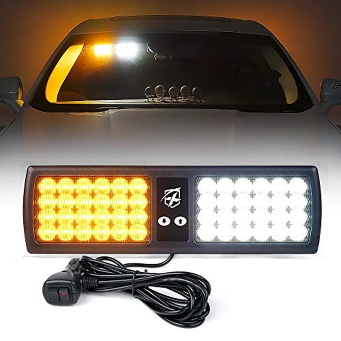Xprite Amber Visor emergency Flashing Strobe lights Sunshield Windshield Hazard Warning Flashing Lights w/2 Heavy Duty Velcro Straps for Vehicles Trucks Construction Law Enforcement by Xprite - Image 1
