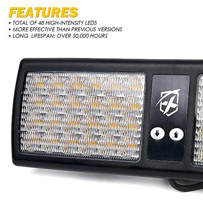 Xprite Amber Visor emergency Flashing Strobe lights Sunshield Windshield Hazard Warning Flashing Lights w/2 Heavy Duty Velcro Straps for Vehicles Trucks Construction Law Enforcement by Xprite - Image 2