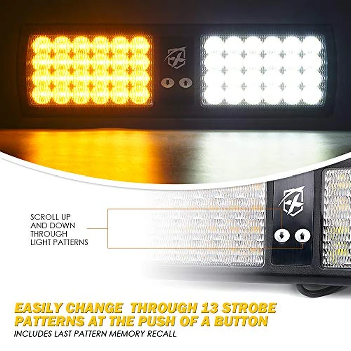Xprite Amber Visor emergency Flashing Strobe lights Sunshield Windshield Hazard Warning Flashing Lights w/2 Heavy Duty Velcro Straps for Vehicles Trucks Construction Law Enforcement by Xprite - Image 3