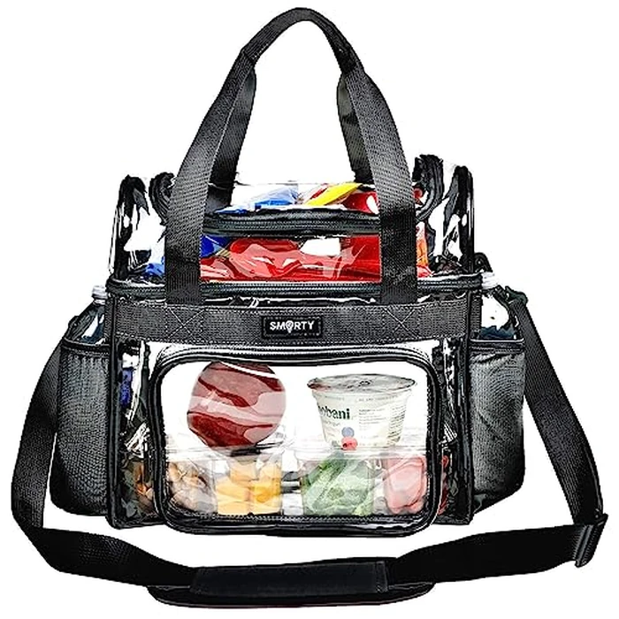 J.CARP Clear Lunch Tote Heavy Duty Stadium Bag Approved Durable Crossbody for Sports Events Concerts Work College (Medium 12 x 6 x 12in, Black) by J.CARP - Used - Like New condition - US$31.51