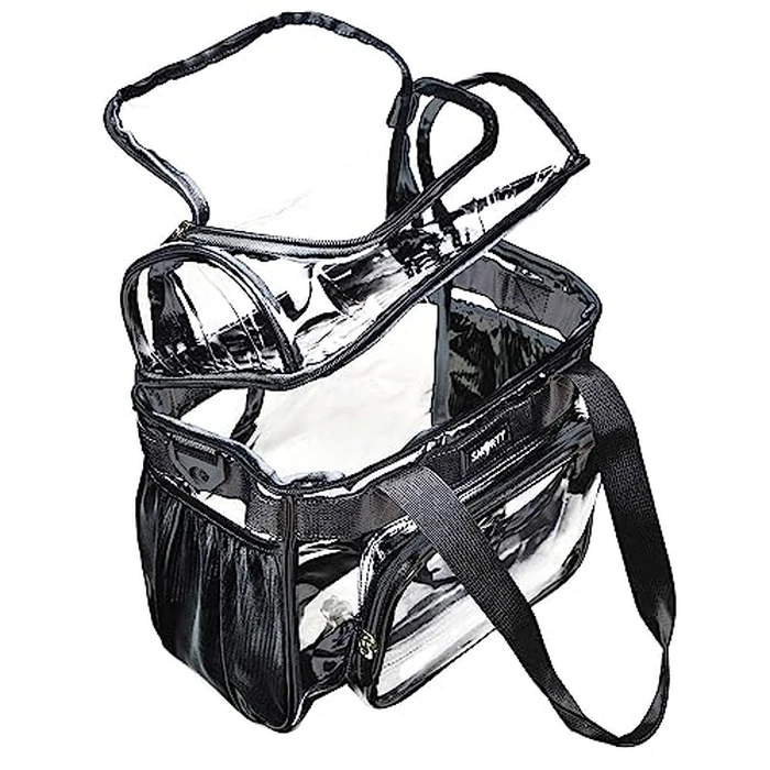 J.CARP Clear Lunch Tote Heavy Duty Stadium Bag Approved Durable Crossbody for Sports Events Concerts Work College (Medium 12 x 6 x 12in, Black) by J.CARP - Image 2