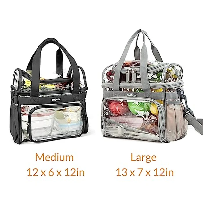 J.CARP Clear Lunch Tote Heavy Duty Stadium Bag Approved Durable Crossbody for Sports Events Concerts Work College (Medium 12 x 6 x 12in, Black) by J.CARP - Image 3
