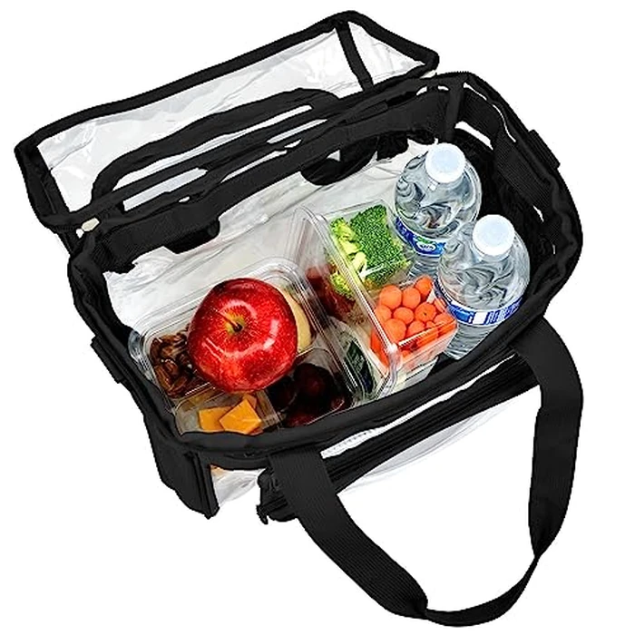 J.CARP Clear Lunch Tote Heavy Duty Stadium Bag Approved Durable Crossbody for Sports Events Concerts Work College (Medium 12 x 6 x 12in, Black) by J.CARP - Image 4