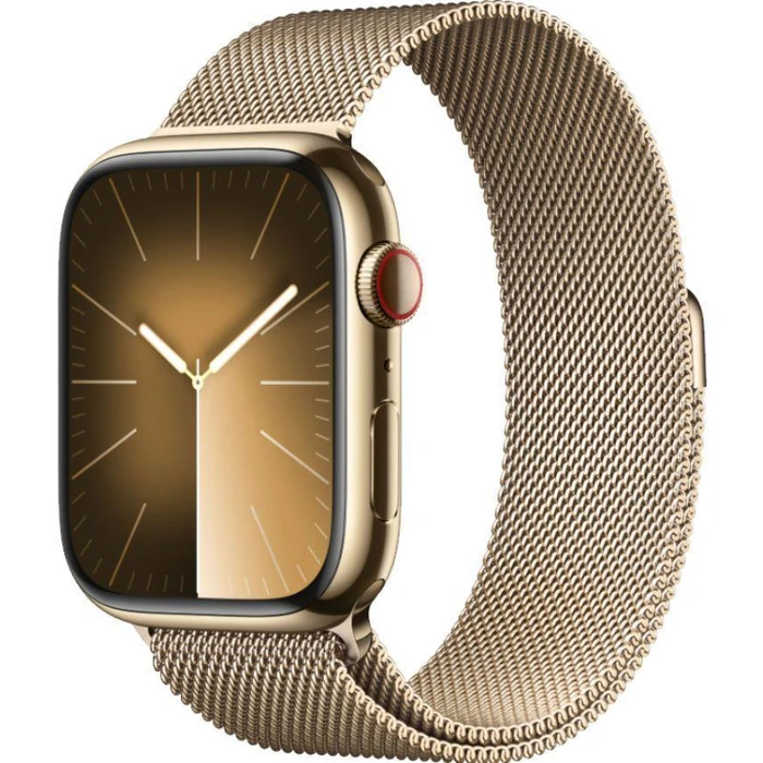 Apple Watch Series 9 (Cellular + GPS) - 64GB - Gold Stainless Steel Case with Gold Milanese Loop Band by Apple - Image 2