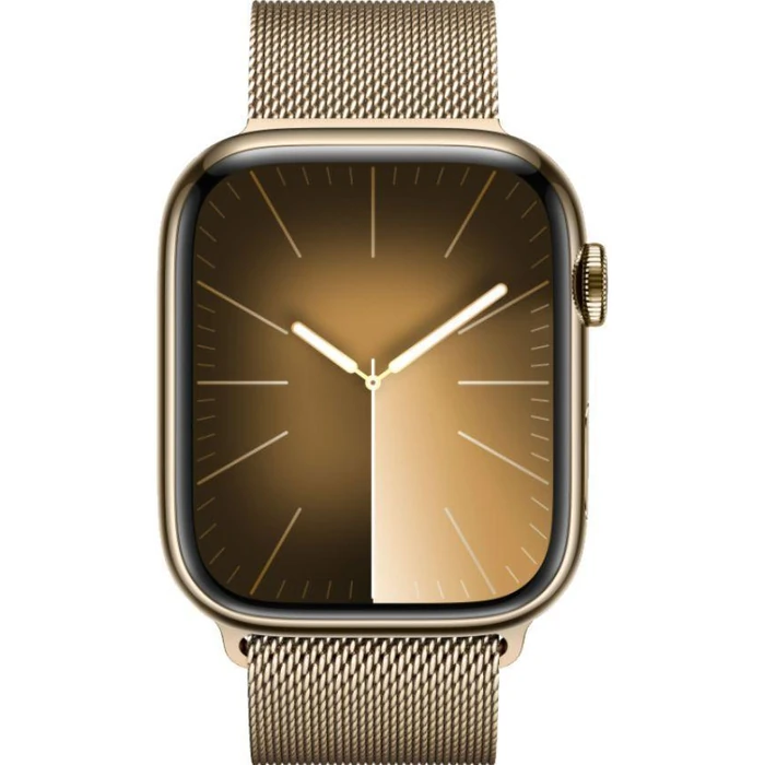 Apple Watch Series 9 (Cellular + GPS) - 64GB - Gold Stainless Steel Case with Gold Milanese Loop Band by Apple - Image 1