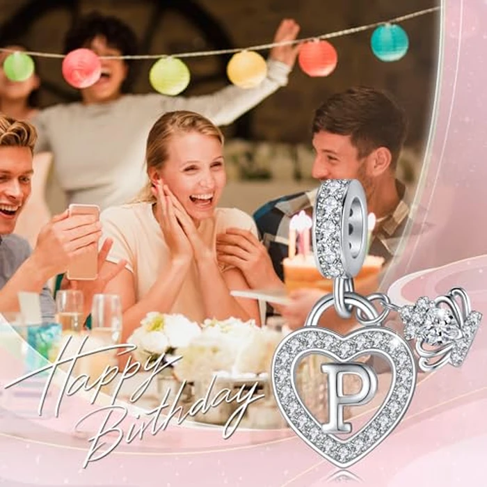 Letter P Charms for Charms Bracelet: Silver Heart Alphabet Initial Dangle Charms Bead for Bracelets and Necklaces, Birthday Mother's Day Christmas Jewelry Gifts For Women by MAVTZRE - Image 4