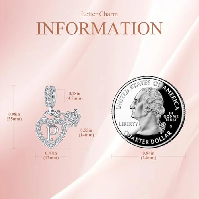 Letter P Charms for Charms Bracelet: Silver Heart Alphabet Initial Dangle Charms Bead for Bracelets and Necklaces, Birthday Mother's Day Christmas Jewelry Gifts For Women by MAVTZRE - Image 6