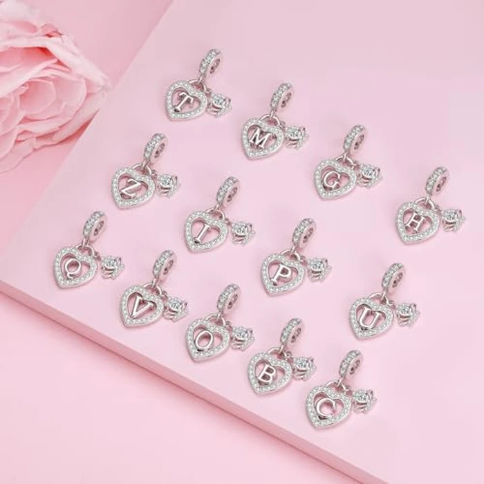 Letter P Charms for Charms Bracelet: Silver Heart Alphabet Initial Dangle Charms Bead for Bracelets and Necklaces, Birthday Mother's Day Christmas Jewelry Gifts For Women by MAVTZRE - Image 7