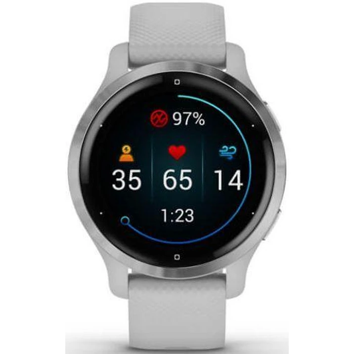 Garmin Venu 2S Smartwatch - 27.9mm - Silver Fiber-reinforced Polymer Case with Mist Gray Silicone Strap by Garmin - Image 1