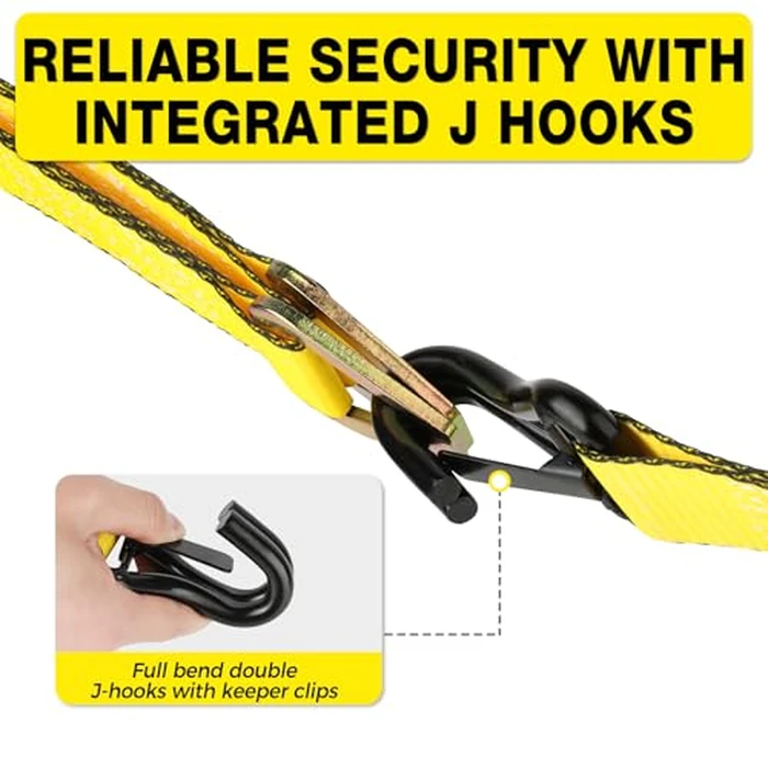 Car Tie Down Straps for Trailers 2inch x10ft - J Hooks with Safety Clips(10,000 Lbs Break Strength)-4 Pack Heavy Duty Vehicle Hauler Strap Tire Ratchet Straps with Axle Straps for Truck Utv Trailer by Autofonder - Image 4