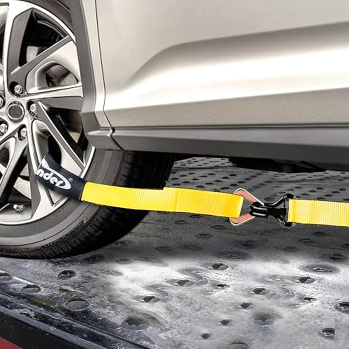 Car Tie Down Straps for Trailers 2inch x10ft - J Hooks with Safety Clips(10,000 Lbs Break Strength)-4 Pack Heavy Duty Vehicle Hauler Strap Tire Ratchet Straps with Axle Straps for Truck Utv Trailer by Autofonder - Image 6
