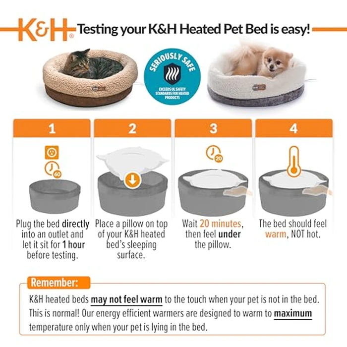 K&H Pet Products Heated Cat Bed Indoor, Thermo-Snuggle Cup Bomber Soft Heated Pet Bed for Large Indoor Cats and Small Dogs, Machine Washable, Waterproof Heated Pad, Safety Listed - 18 X 14in Gray by K&H Pet Products - Image 7