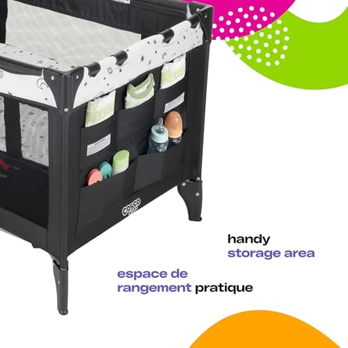 Cosco Kids Funsport(R) Plus Portable Playard with Full-Size Bassinet, Carry Bag & Wheels - Lightweight, Compact Fold, Breathable Mesh - Twinkle Twinkle by Cosco - Image 6