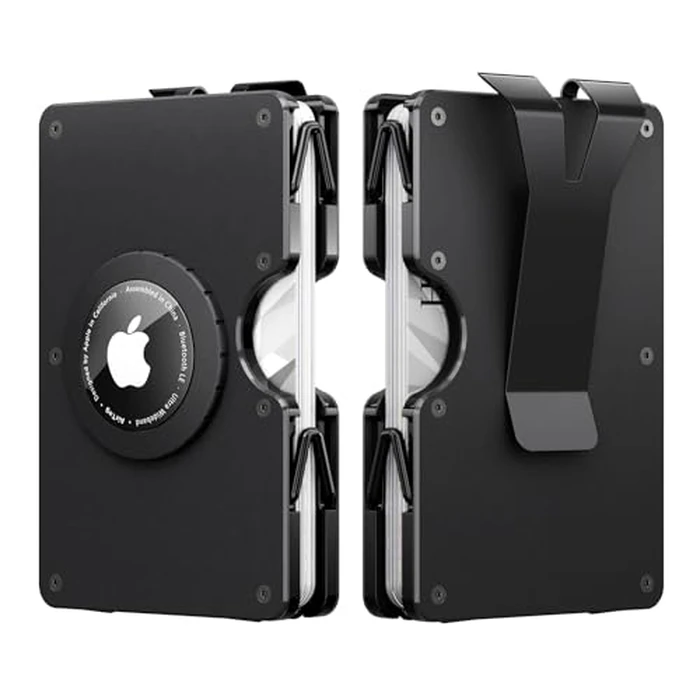 Slim AirTag Wallet for Men, Aluminum Minimalist Credit Card Holder, Metal Wallet with Money Clip, Front Pocket Wallets Compatible with Apple Air Tag, RFID Blocking, Holds up to 22+ Cards Plus Cash by CHJGLNL - Used - Like New condition - US$24.25