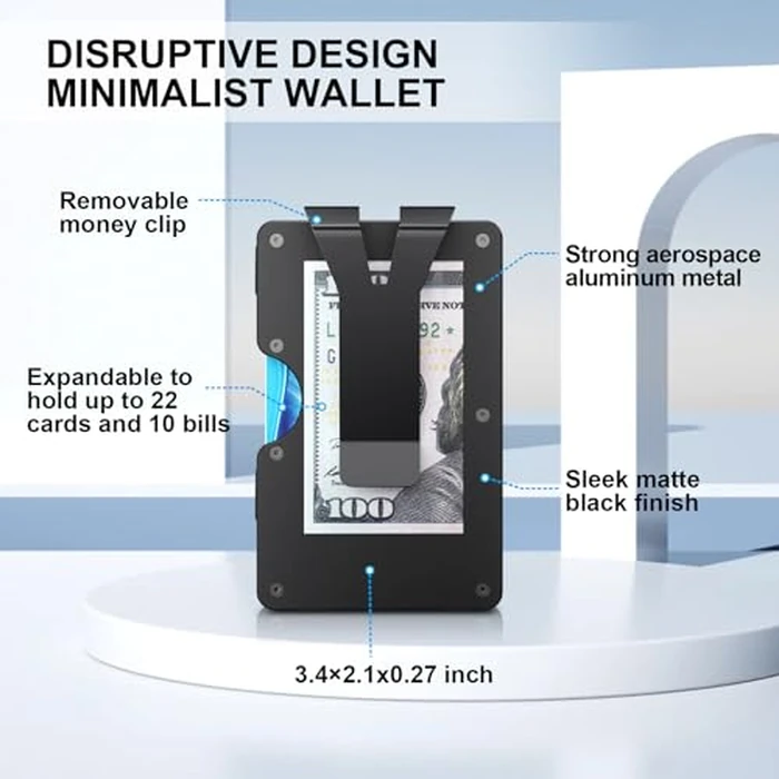 Slim AirTag Wallet for Men, Aluminum Minimalist Credit Card Holder, Metal Wallet with Money Clip, Front Pocket Wallets Compatible with Apple Air Tag, RFID Blocking, Holds up to 22+ Cards Plus Cash by CHJGLNL - Image 3