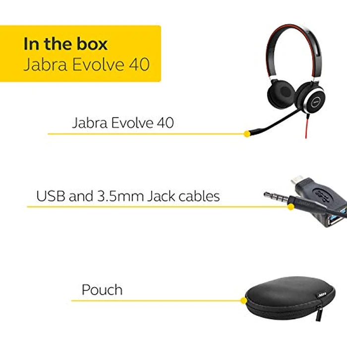 Jabra Evolve 40 Professional Wired Headset, Stereo, UC-Optimized - Telephone Headset for Greater Productivity, Superior Sound for Calls and Music, 3.5mm Jack/USB Connection, All-Day Comfort Design by Jabra - Image 8