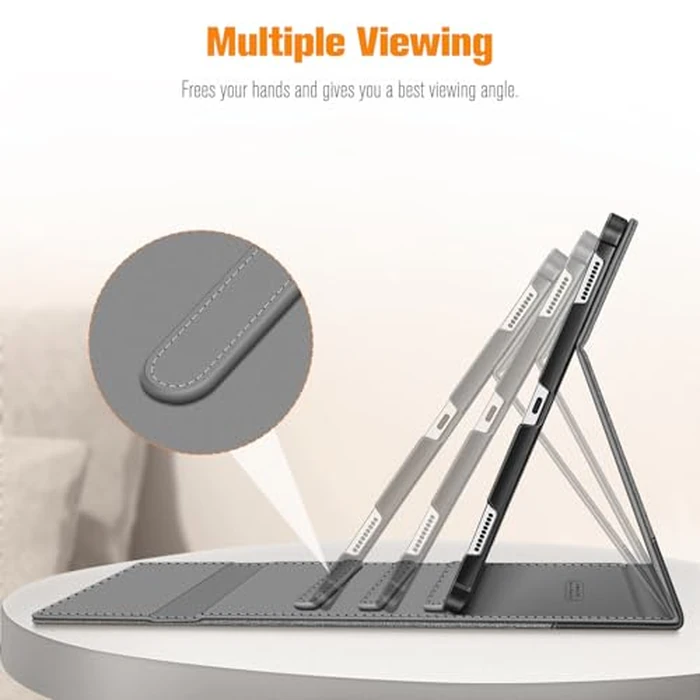 Fintie Case for Samsung Galaxy Tab S10 Plus 2024/ S9 FE Plus 5G 12.4 Inch 2023 with Built-in S Pen Holder, Multiple Angle Portfolio Business Cover with Pocket Auto Sleep/Wake, Gray by FINTIE - Image 5