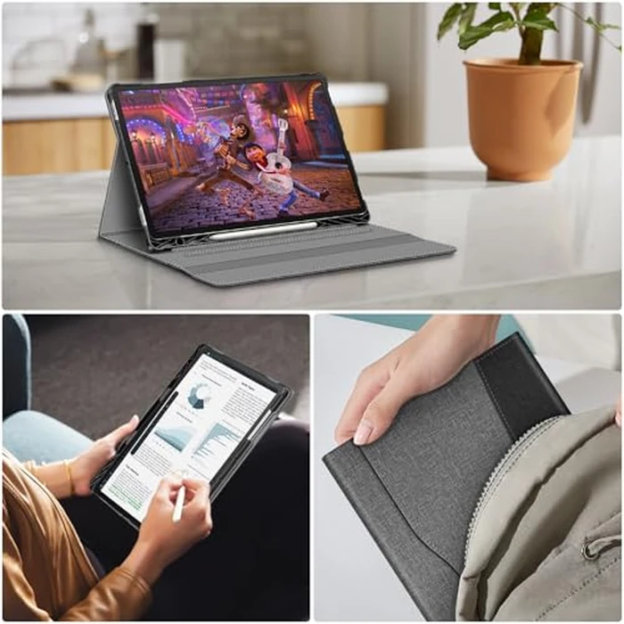 Fintie Case for Samsung Galaxy Tab S10 Plus 2024/ S9 FE Plus 5G 12.4 Inch 2023 with Built-in S Pen Holder, Multiple Angle Portfolio Business Cover with Pocket Auto Sleep/Wake, Gray by FINTIE - Image 8