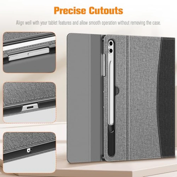 Fintie Case for Samsung Galaxy Tab S10 Plus 2024/ S9 FE Plus 5G 12.4 Inch 2023 with Built-in S Pen Holder, Multiple Angle Portfolio Business Cover with Pocket Auto Sleep/Wake, Gray by FINTIE - Image 9