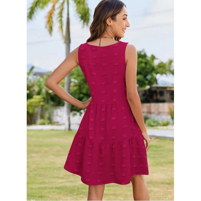 QACOHU Women's Summer Dress Casual V Neck Sleeveless Sundress Loose Flowy Swing Beach Vacation Dresses for Women 2026 Rose M by QACOHU - Image 6